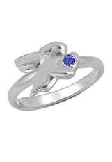 good-looking tiny silver Swarovski September baby birthstone ring 